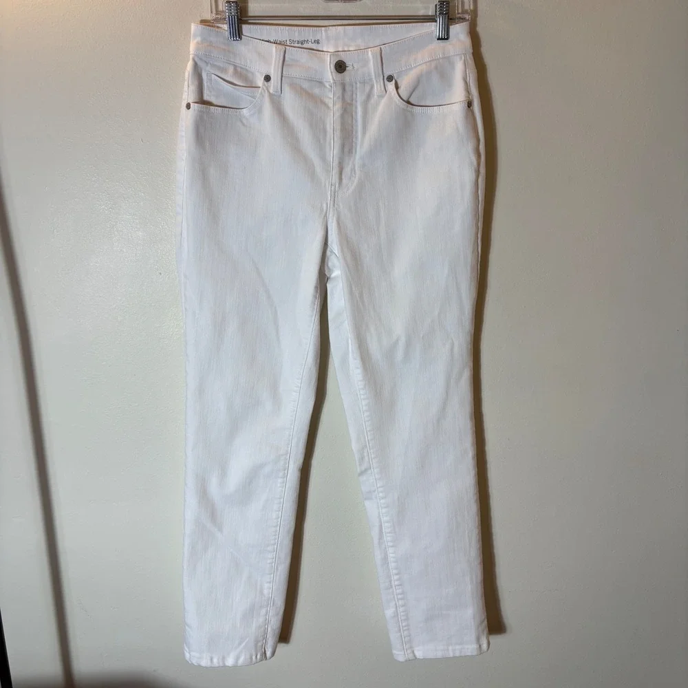Talbots Flawless High-Waist Straight-Leg Curvy Jeans Size 4 White‎